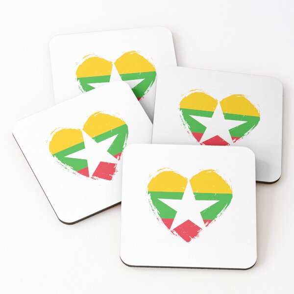 Item preview, Distressed Myanmar Flag Heart MM designed and sold by shitpostee.