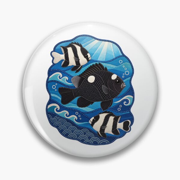 Item preview, Domino and Striped Damselfish Ocean Patchwork Art designed and sold by KenworksDigital.