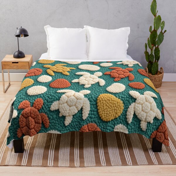 Item preview, Cute Tufted Sea Turtle Seamless Pattern Marine Rug Graphic designed and sold by  One City Two Children Studio.