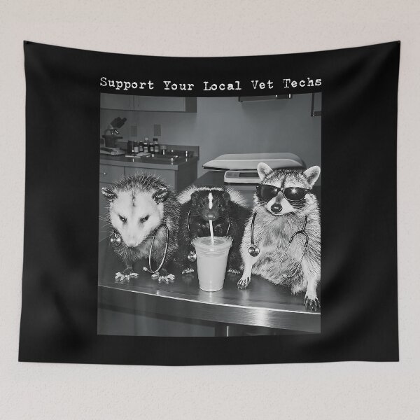 Item preview, Support Your Local Vet Techs Raccoon Opossum Skunk Coffee designed and sold by Tomtomatos.