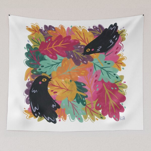 Item preview, crows folk art bird folk art designed and sold by KitschByKate.