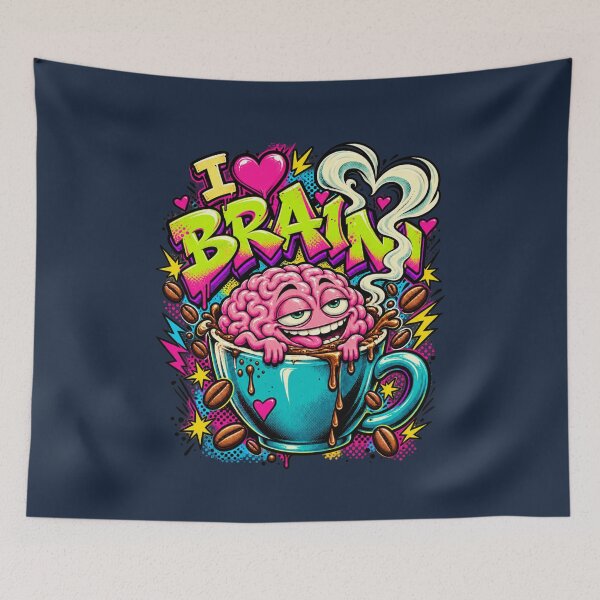 Item preview, Funny Coffee Brain Graffiti Pop Art for Caffeine Lovers - I heart my Brain ! designed and sold by AmiGraph.
