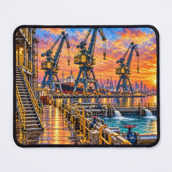 Item preview, Industrial port at sunset designed and sold by JJESTOICO.