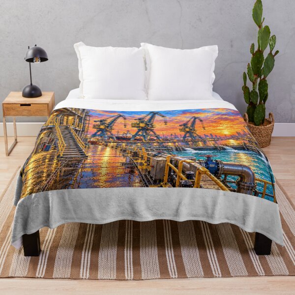 Item preview, Industrial port at sunset designed and sold by JJESTOICO.