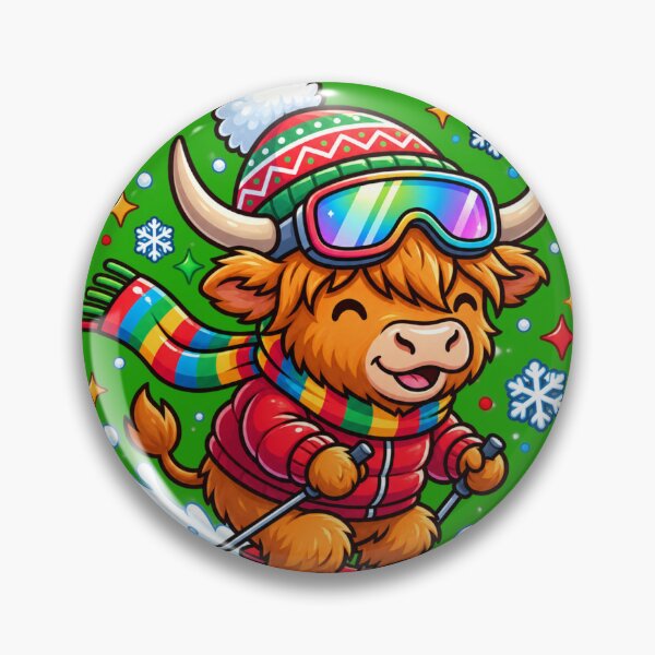 Item preview,  Skiing Highland Cow – Rainbow Winter Adventure designed and sold by JanRizz.