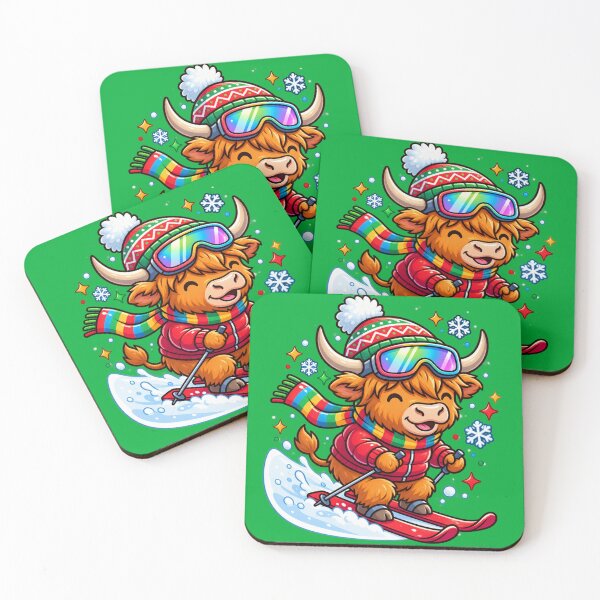 Item preview,  Skiing Highland Cow – Rainbow Winter Adventure designed and sold by JanRizz.