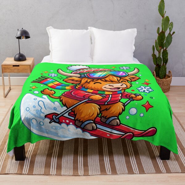 Item preview,  Skiing Highland Cow – Rainbow Winter Adventure designed and sold by JanRizz.