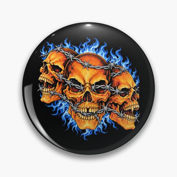 Item preview, Barbed Wire Skulls with Blue Flames designed and sold by SassCity.