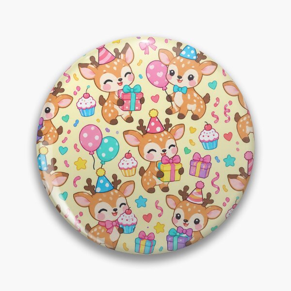 Item preview, Cute Kawaii Birthday Deer with Balloons and Gifts Pastel Pattern designed and sold by Soft Berry Studio.