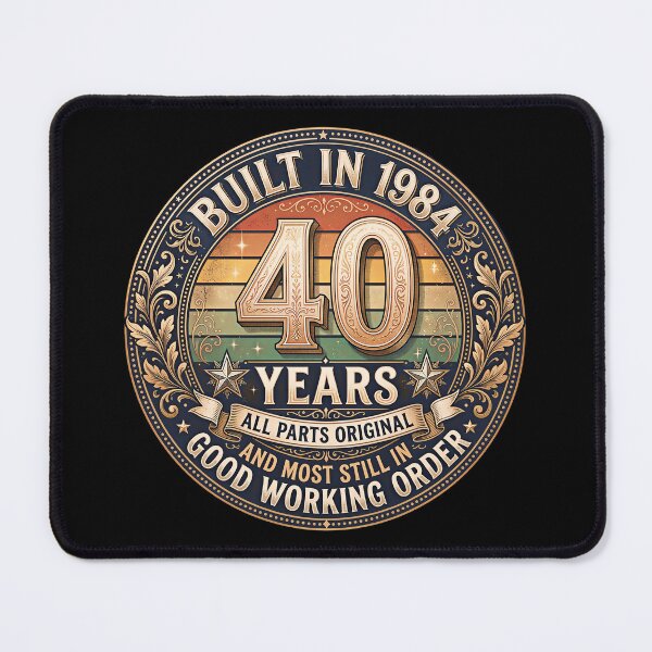 Item preview, Built In 1984 40th Birthday Vintage Retro Emblem 40 Years Old Art designed and sold by gear-posters.