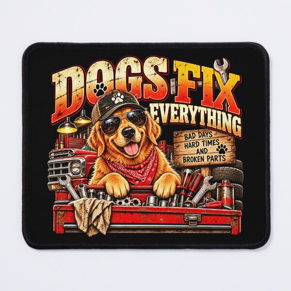 Item preview, Dogs Fix Everything Funny Mechanic Dog Garage Vintage designed and sold by alyedel.