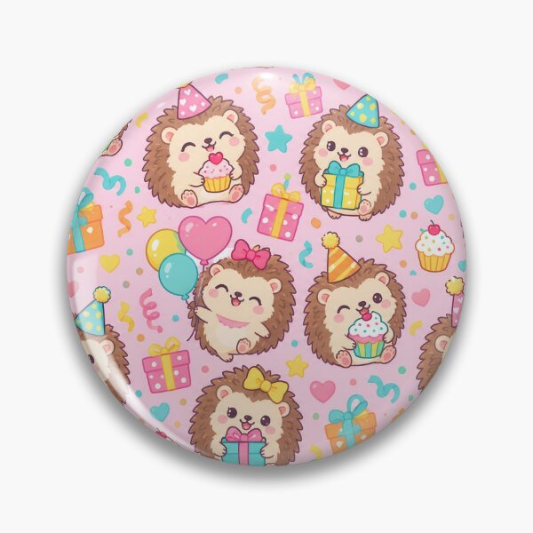 Item preview, Cute Kawaii Birthday Hedgehogs with Cupcakes and Gifts Pastel Pattern designed and sold by Soft Berry Studio.