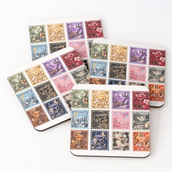 Item preview, Cocktails Eras Vintage Postage Stamp Collection – Album Aesthetic Sticker designed and sold by taylorvinyls.