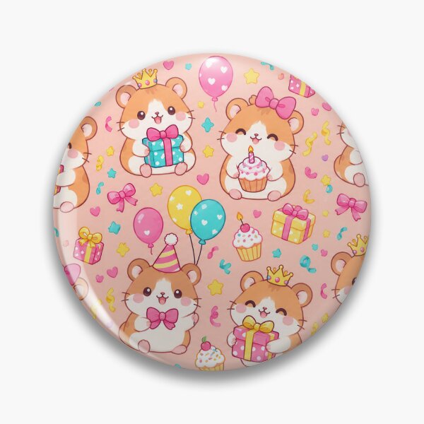 Item preview, Cute Kawaii Birthday Hamsters with Party Crowns and Gifts Pastel Pattern designed and sold by Soft Berry Studio.