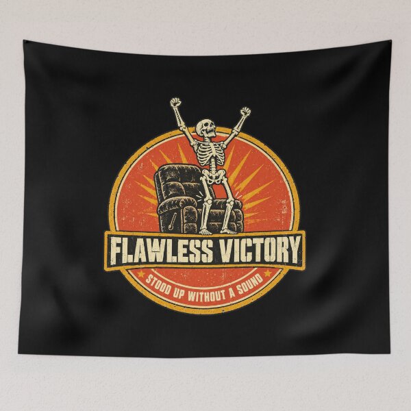 Item preview, Flawless Victory Skeleton Recliner Dad Shirt designed and sold by CerealBoxInk.