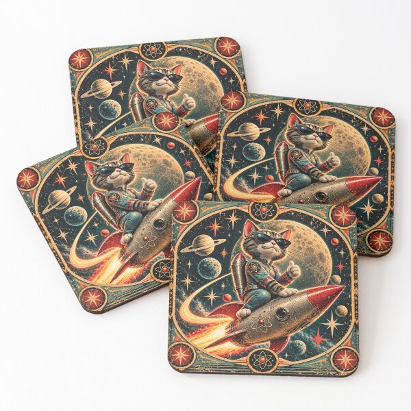 Item preview, Atomic Tabby Cat Tarot Space Card designed and sold by MarkColeImaging.