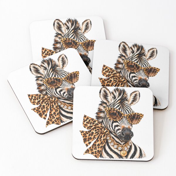 Item preview, Glam Zebra with Leopard Print Bow and Sunglasses designed and sold by SOFWIN.