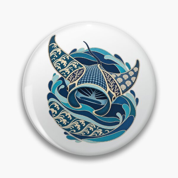 Item preview, Manta Ray Faux Patchwork Art in Ocean Currents designed and sold by KenworksDigital.