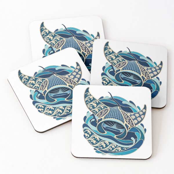 Item preview, Manta Ray Faux Patchwork Art in Ocean Currents designed and sold by KenworksDigital.