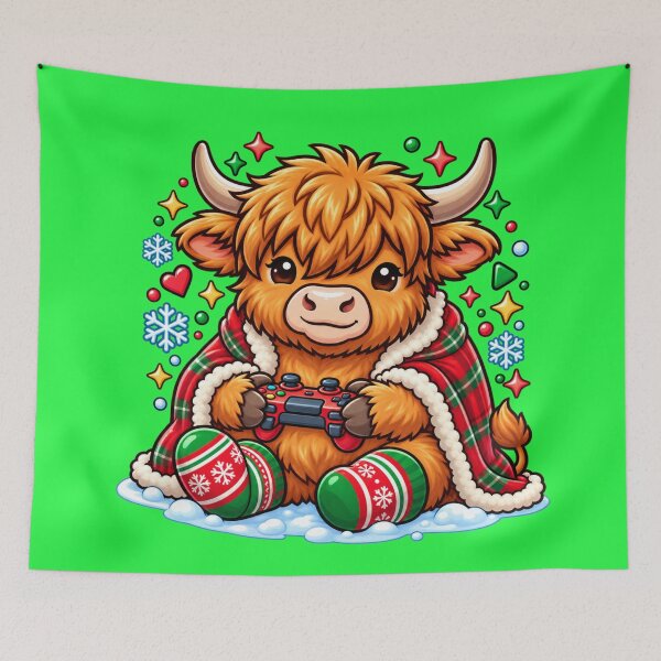 Item preview,  Cozy Christmas Highland Cow Gamer designed and sold by JanRizz.