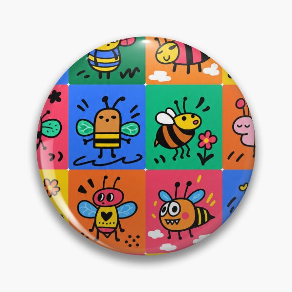 Item preview, Cute Bees with Flowers and Colorful Hearts designed and sold by Artistikastore.