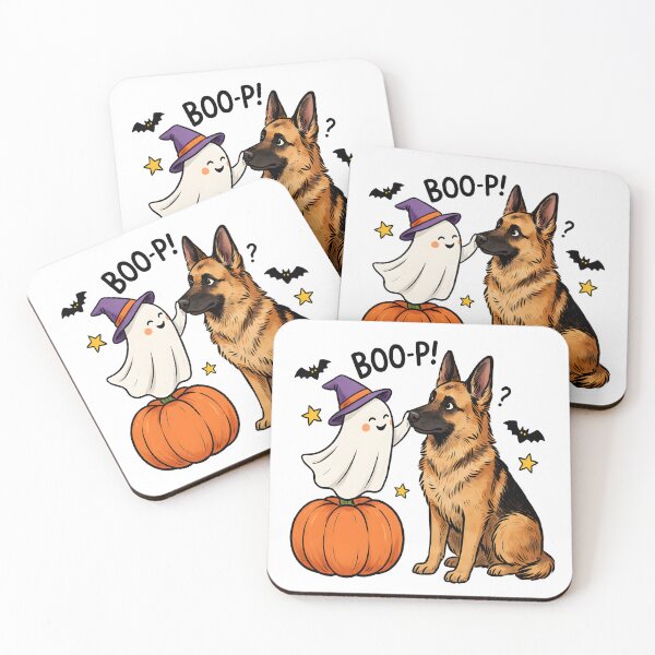 Item preview, German Shepherd and Friendly Ghost Halloween Illustration designed and sold by Snifferius.