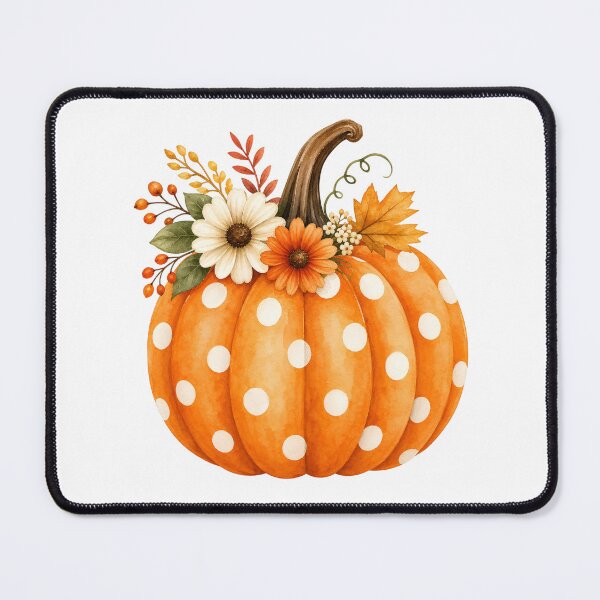 Item preview, Watercolor Orange Polka Dot Pumpkin with Flowers designed and sold by silviaol.