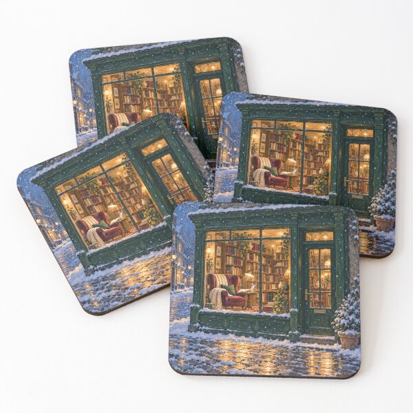Item preview, Cozy Bookshop on a Snowy Winter Evening designed and sold by Glottopia.