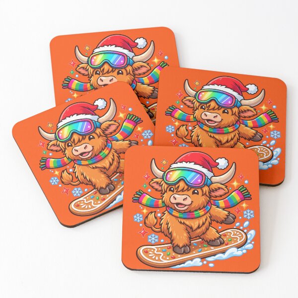 Item preview,  Christmas Highland Cow Snowboarding – Gingerbread Winter Adventure designed and sold by JanRizz.
