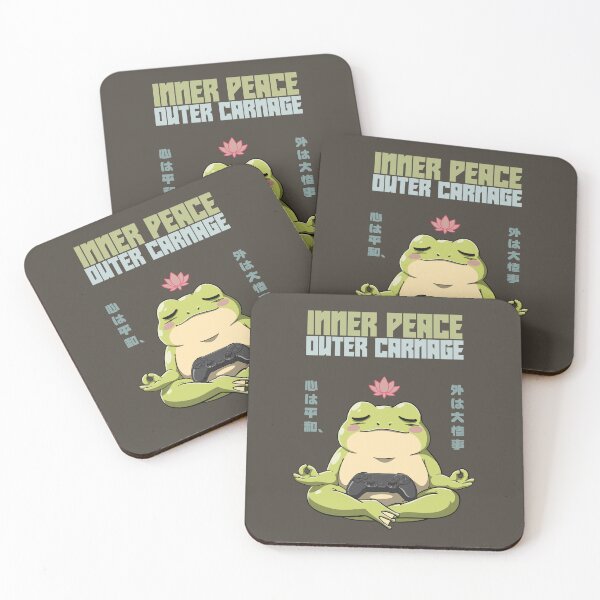 Item preview, Inner Peace Outer Carnage – Zen Gamer Frog Meditating with Controller designed and sold by ZenReiArt.