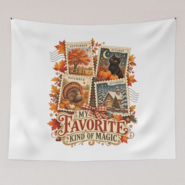 Item preview, My Favorite Kind of Magic, Fall and Christmas Stamp Collage designed and sold by ZAKE-store.