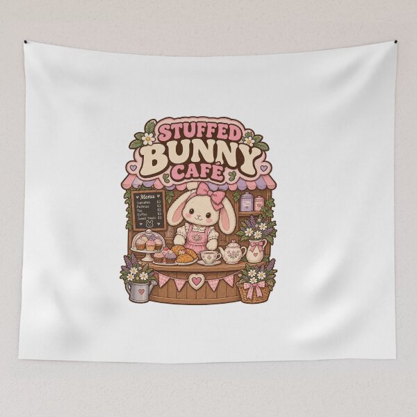 Item preview, Stuffed Bunny Cafe - Cute Kawaii Rabbit Bakery Art designed and sold by EssentialsWear.