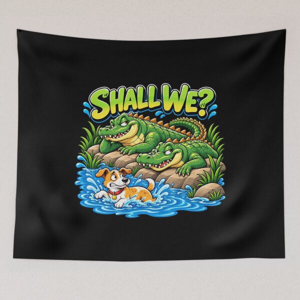 Item preview, Shall We? Funny Dog and Alligator Trouble Design designed and sold by signshirtz.