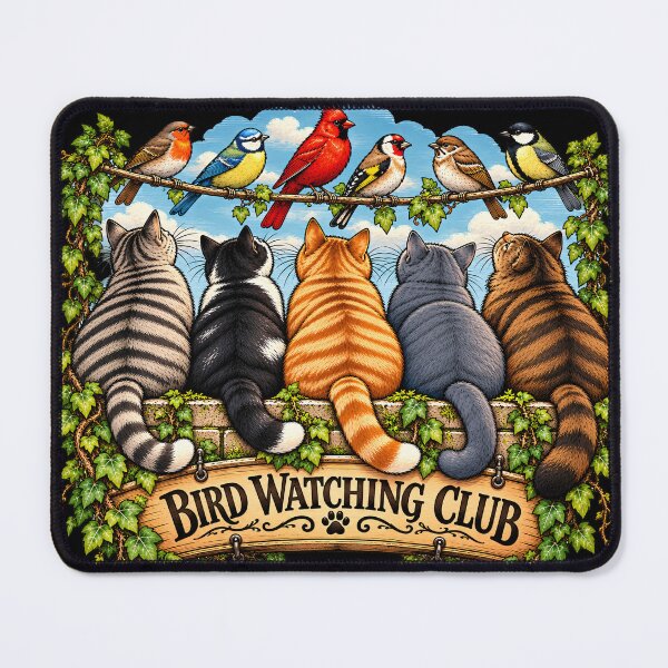 Item preview, Bird Watching Club – Funny Cat & Bird Design designed and sold by thirtyonestars.