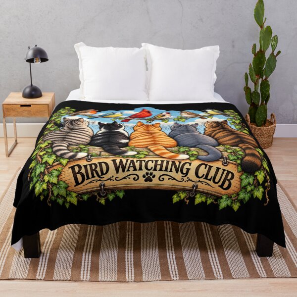 Item preview, Bird Watching Club – Funny Cat & Bird Design designed and sold by thirtyonestars.