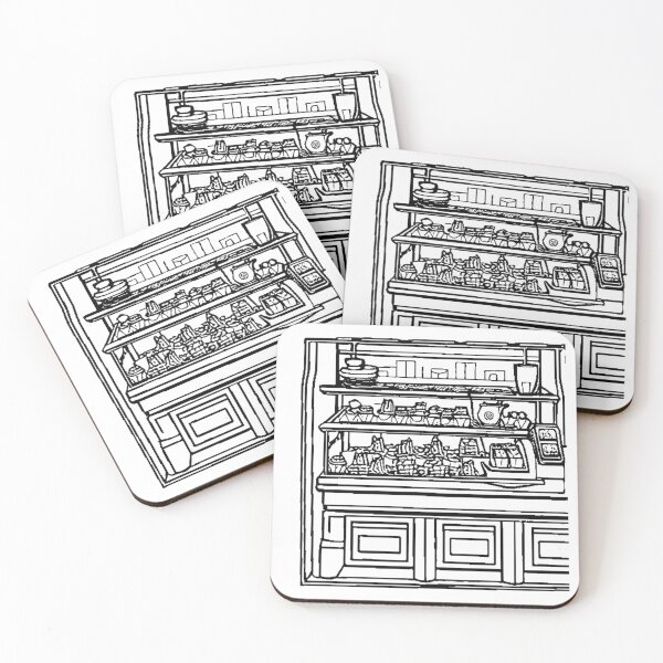 Item preview, Cozy Cafe Counter: Vintage Coffee Bar Line Art designed and sold by Miss Robot Shop.