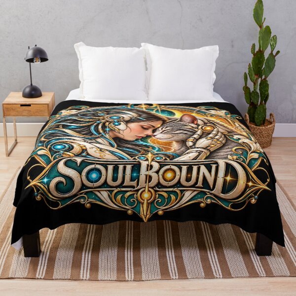 Item preview, Soulbound – Cyberpunk Woman & Cat Art Nouveau Illustration designed and sold by thirtyonestars.