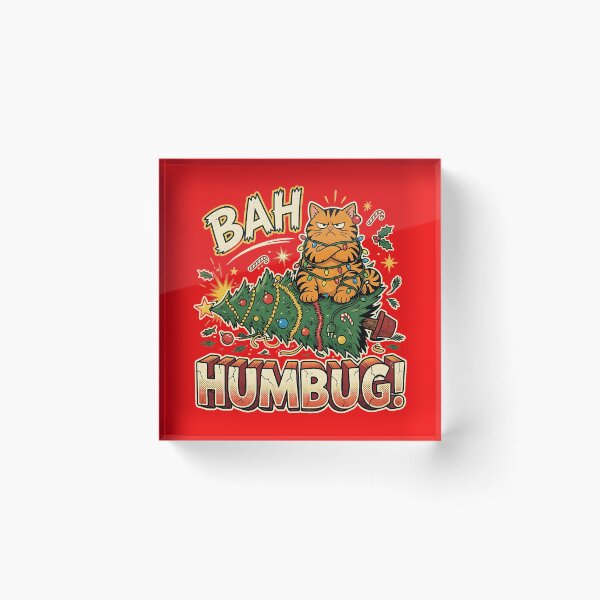 Item preview, Bah Humbug Grumpy Cat Christmas Tee designed and sold by CerealBoxInk.