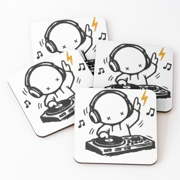 Item preview, Cute DJ Music Lover Doodle with Headphones – Turntable Cartoon Art designed and sold by musicman13.