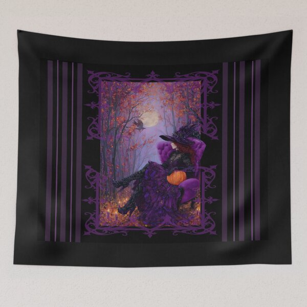 Item preview, Whimsical Purple Witch – Gothic Fantasy Art, Enchanted Autumn Forest designed and sold by Art.Fusion.Studio.