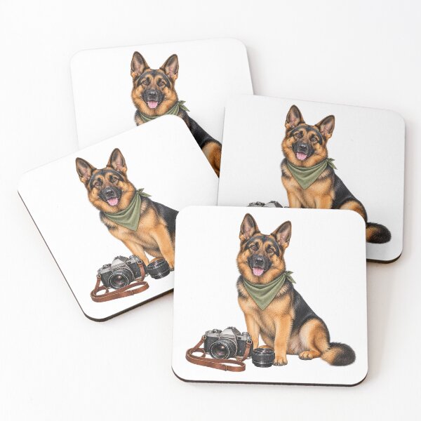 Item preview, German Shepherd with Vintage Camera – Photographer Gift designed and sold by BYMK.