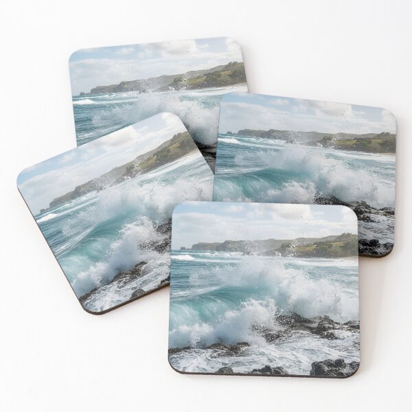 Item preview, Powerful ocean wave crashes against a rocky coastline designed and sold by homydesign.