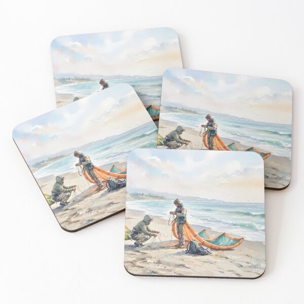 Item preview, Kiteboarders preparing equipment on the beach designed and sold by homydesign.