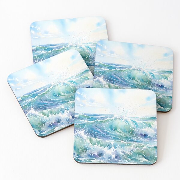 Item preview, Title: Watercolor painting of ocean waves crashing designed and sold by homydesign.