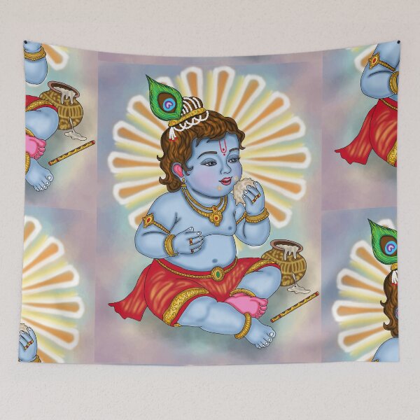 Item preview, Lord Krishna Digital Drawing | Hindu Deity Illustration and Spiritual Art designed and sold by Harshit_Digital_Arts.