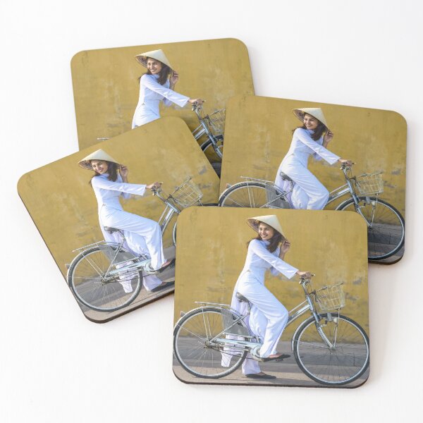 Item preview, Vietnamese Girl in White Ao Dai on Bicycle  designed and sold by artisfun333.