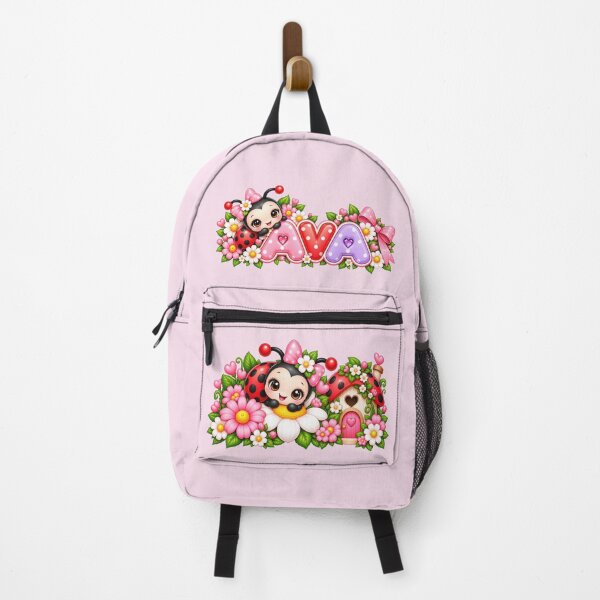 Item preview, AVA Personalized Name – Cute Ladybug & Pink Floral Garden designed and sold by HO•Designs.