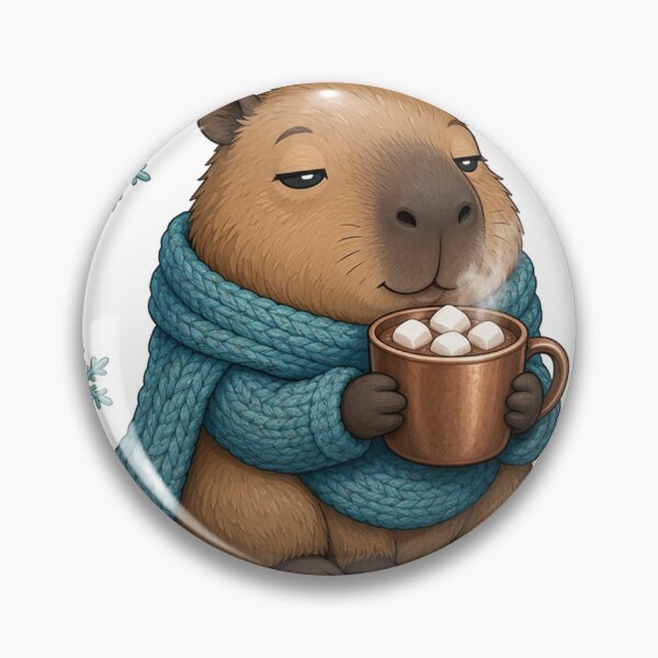 Item preview, Chill Capybara Sipping Hot Cocoa in Snow designed and sold by Moonlit Tower Art.