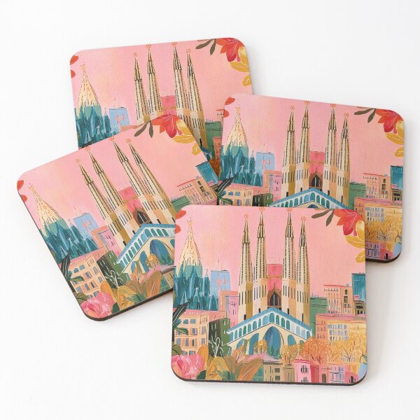 Item preview, Autumn in Barcelona Featuring the Iconic Sagrada Familia and Colorful City Skyline designed and sold by OlfactoART Studio.