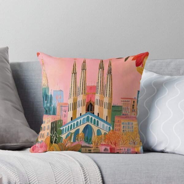 Item preview, Autumn in Barcelona Featuring the Iconic Sagrada Familia and Colorful City Skyline designed and sold by OlfactoART Studio.
